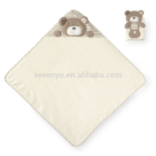 Padrão de urso de pelúcia bonito, banho de capuz BathTowel e Washcloth conjunto feito de 100% algodão orgânico, melhor presente do chuveiro de bebê